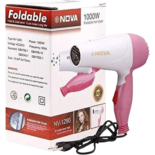 1000 Watts Professional Foldable Hair Dryer With 2 Speed Control