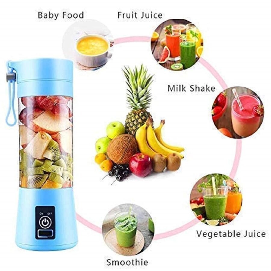 6 Blade Smoothie Maker & Portable USB Rechargeable Electric Juicer Mixer For Home Outdoor