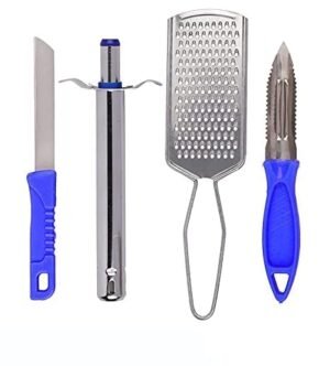 4 in 1 Gas Lighter Kitchen Set, Cheese Grater, Peeler, LPG Gas Lighter,Knife Stainless Steel Kitchen Combo