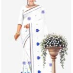 White Jai Bhim Saree with Ashok Chakra