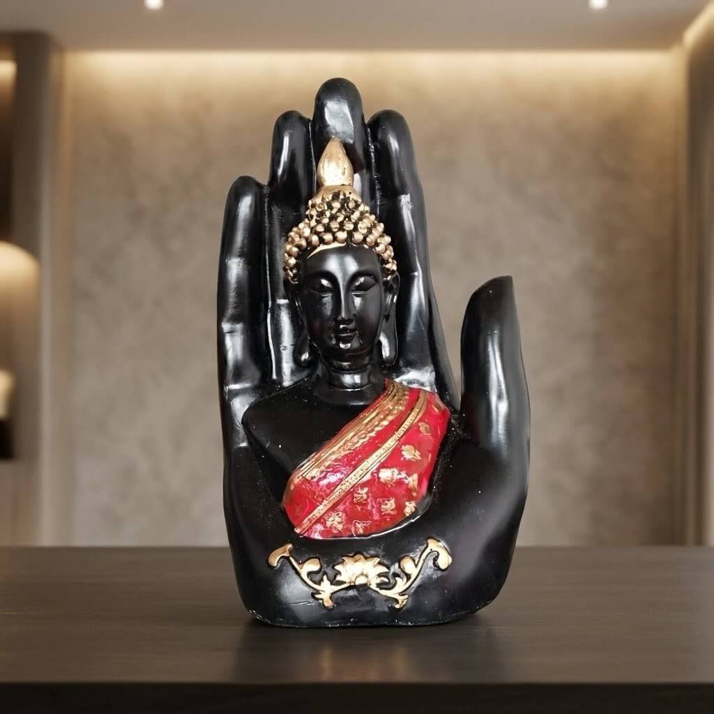 Premium Palm Buddha Statue for Home Decor | Luxury Hand Buddha Showpiece 7 Palm Buddha Statue for Home Decor, Hand Buddha Showpiece, Black Gold Buddha Statue, Buddha Hand Sculpture, Decorative Buddha Idol, Resin Buddha Statue, Buddha Statue for Living Room, Black Palm Buddha Statue for Home Decor, Hand Buddha Showpiece for Living Room