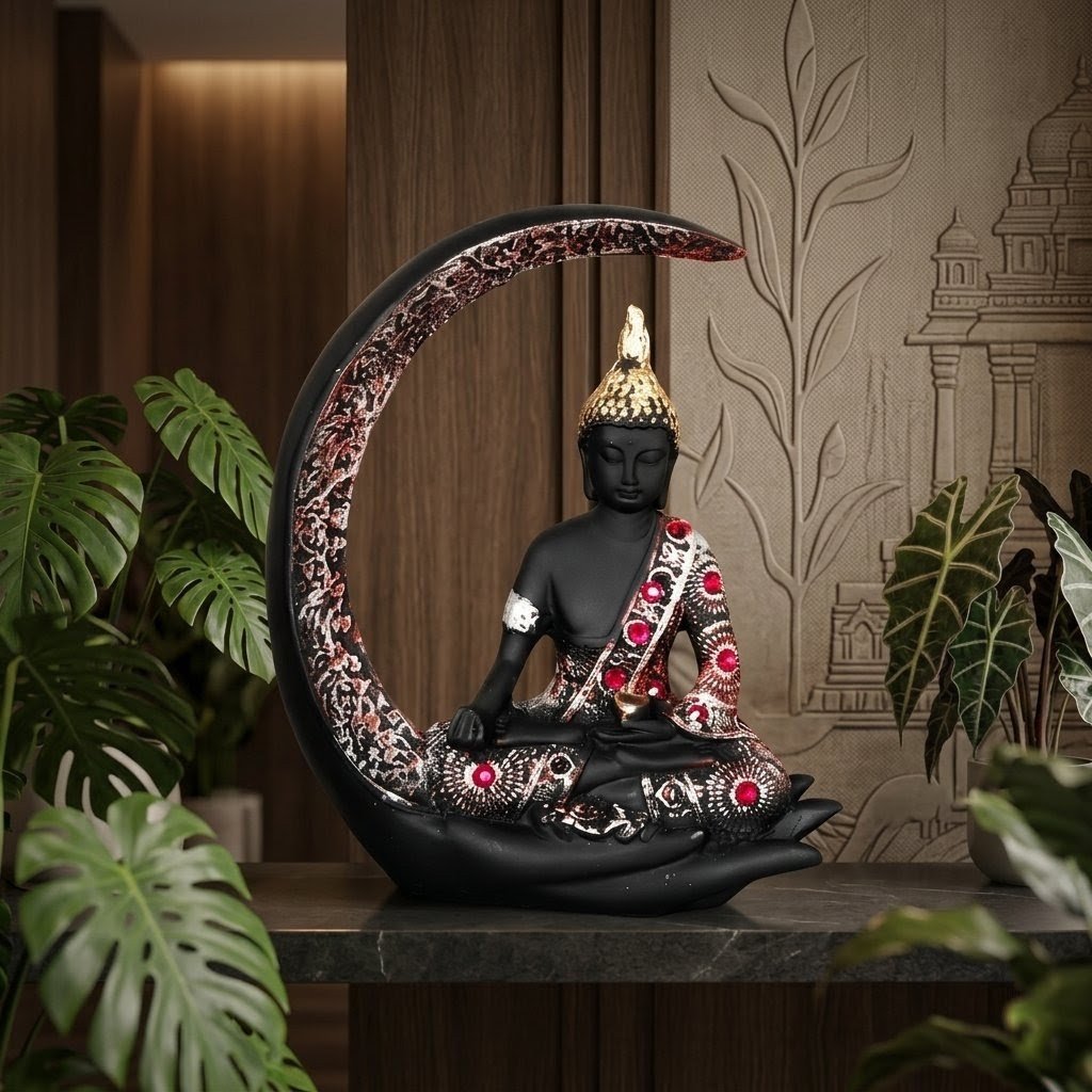 Crescent Moon Buddha Statue for Home Decor | Modern Black Meditation Buddha Idol 6 crescent moon buddha statue, modern black buddha statue, buddha statue for home decor, meditation buddha idol, luxury buddha showpiece, resin buddha statue, artistic buddha sculpture, black buddha statue for living room, zen buddha decor, spiritual home decor statue, handcrafted buddha decor, moon design buddha statue, premium buddha idol, decorative buddha murti, vastu buddha statue, Crescent Moon Buddha Statue for Home Decor, Modern Black Buddha Statue, Meditation Buddha Idol, Luxury Buddha Showpiece, Resin Buddha Statue, Artistic Buddha Sculpture, Buddha Moon Design Statue, Zen Buddha Home Decor, Buddha Statue for Living Room, Premium Buddha Décor Item