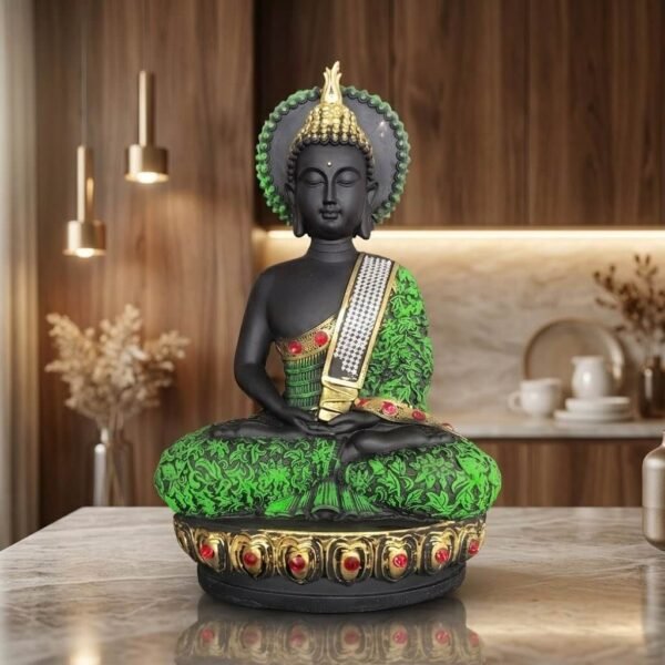 meditation buddha statue, buddha statue for home decor, luxury buddha showpiece, decorative buddha idol, black buddha statue, spiritual home decor, buddha showpiece online, feng shui decor, zen decor statue, meditation decor item, premium buddha idol, office decor statue