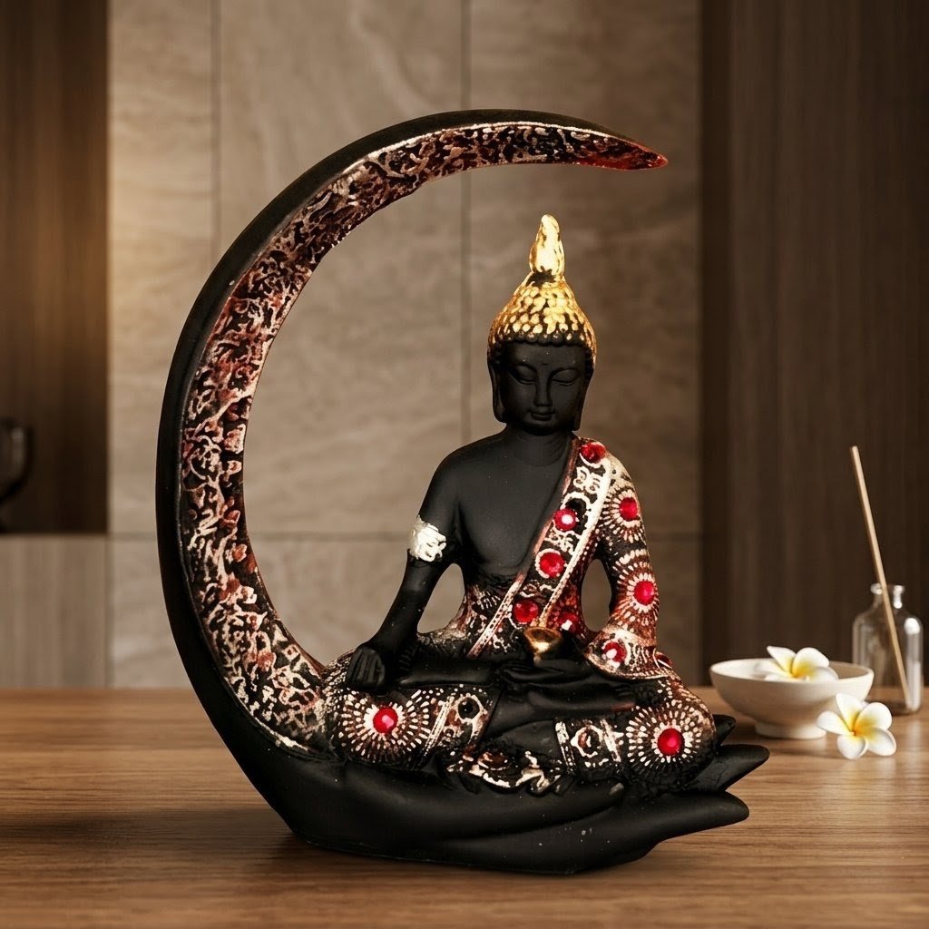Crescent Moon Buddha Statue for Home Decor | Modern Black Meditation Buddha Idol 5 crescent moon buddha statue, modern black buddha statue, buddha statue for home decor, meditation buddha idol, luxury buddha showpiece, resin buddha statue, artistic buddha sculpture, black buddha statue for living room, zen buddha decor, spiritual home decor statue, handcrafted buddha decor, moon design buddha statue, premium buddha idol, decorative buddha murti, vastu buddha statue, Crescent Moon Buddha Statue for Home Decor, Modern Black Buddha Statue, Meditation Buddha Idol, Luxury Buddha Showpiece, Resin Buddha Statue, Artistic Buddha Sculpture, Buddha Moon Design Statue, Zen Buddha Home Decor, Buddha Statue for Living Room, Premium Buddha Décor Item