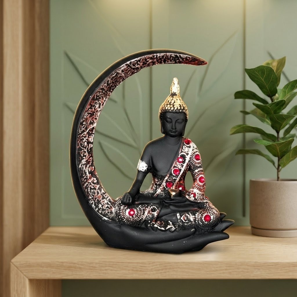 Crescent Moon Buddha Statue for Home Decor | Modern Black Meditation Buddha Idol 4 crescent moon buddha statue, modern black buddha statue, buddha statue for home decor, meditation buddha idol, luxury buddha showpiece, resin buddha statue, artistic buddha sculpture, black buddha statue for living room, zen buddha decor, spiritual home decor statue, handcrafted buddha decor, moon design buddha statue, premium buddha idol, decorative buddha murti, vastu buddha statue, Crescent Moon Buddha Statue for Home Decor, Modern Black Buddha Statue, Meditation Buddha Idol, Luxury Buddha Showpiece, Resin Buddha Statue, Artistic Buddha Sculpture, Buddha Moon Design Statue, Zen Buddha Home Decor, Buddha Statue for Living Room, Premium Buddha Décor Item